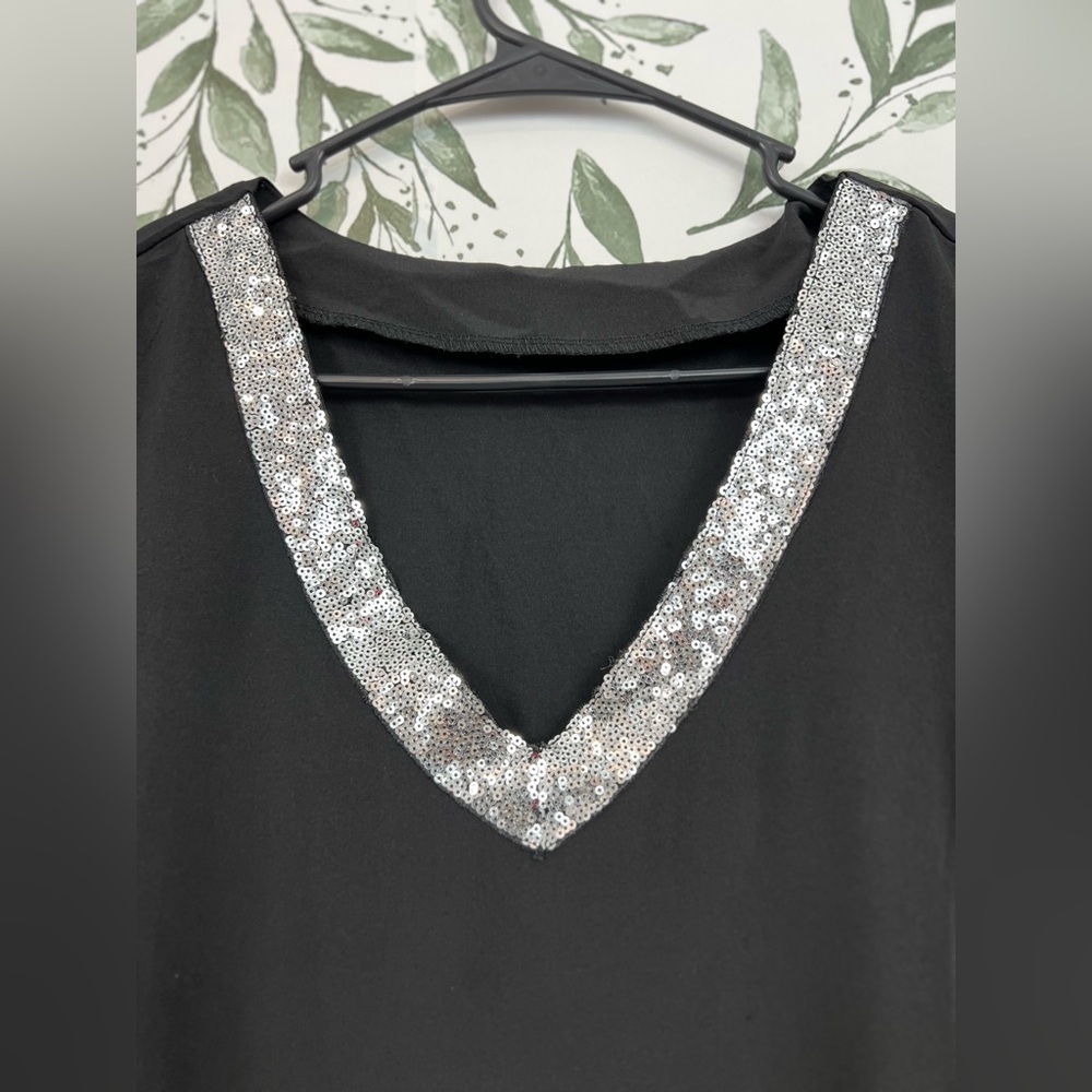Loose Comfy V Neck Short Sleeve Bow Off Shoulder Midi Sequin Dress Boho Size XXL - Picture 8 of 14